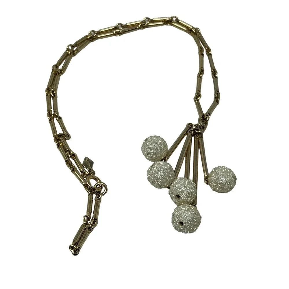 Vintage‎ Sarah Coventry Necklace Bar Chain with Dangling Frosted Sparkle Beads